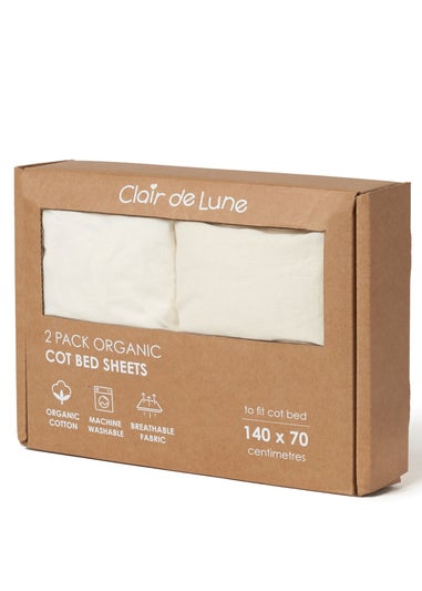 Clair de Lune 2 Pack Organic Cream Cot Bed Sheets