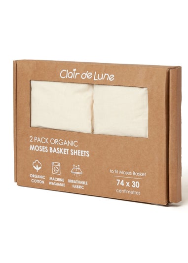 Clair de Lune 2 Pack Organic Moses Sheets Cream