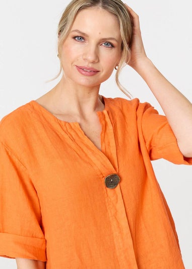 Izabel London Orange Button Detail V-Neck Blouse