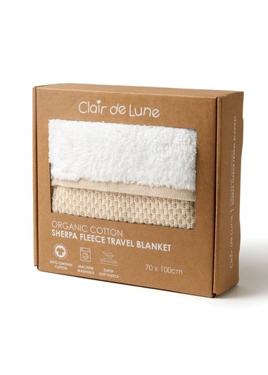 Clair de Lune Organic Cream Knit Sherpa Blanket