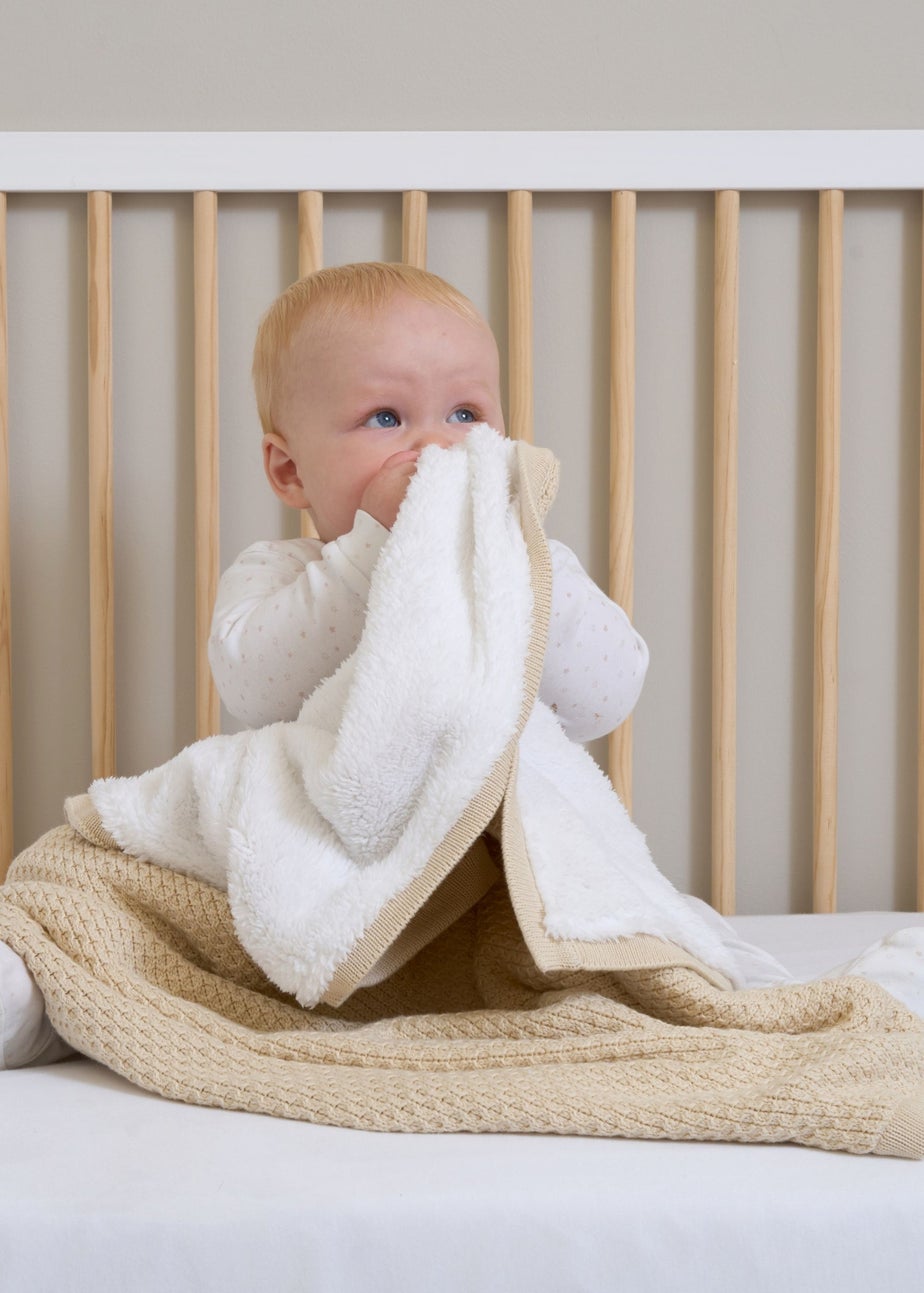 Clair de Lune Organic Cream Knit Sherpa Blanket