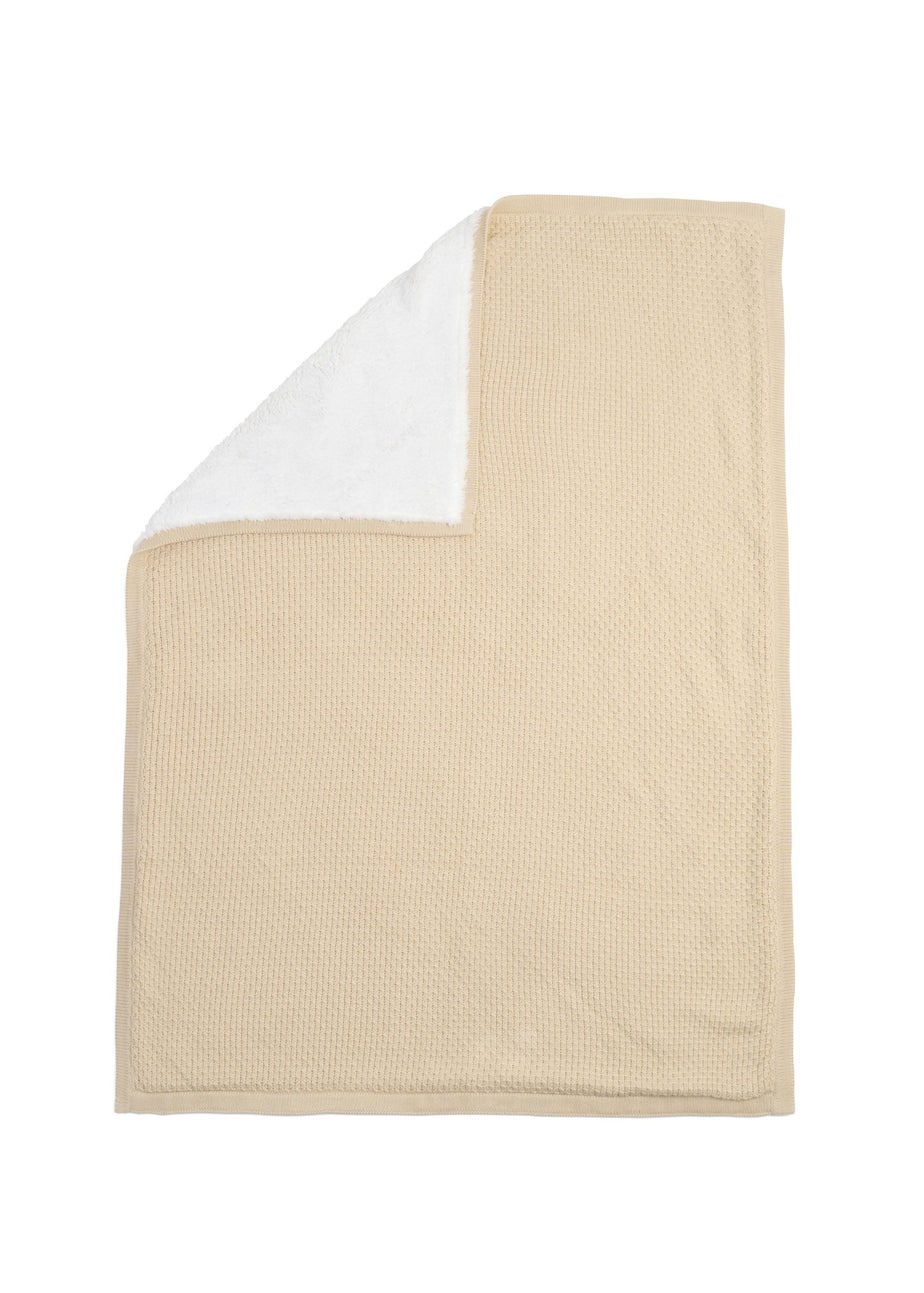 Clair de Lune Organic Cream Knit Sherpa Blanket