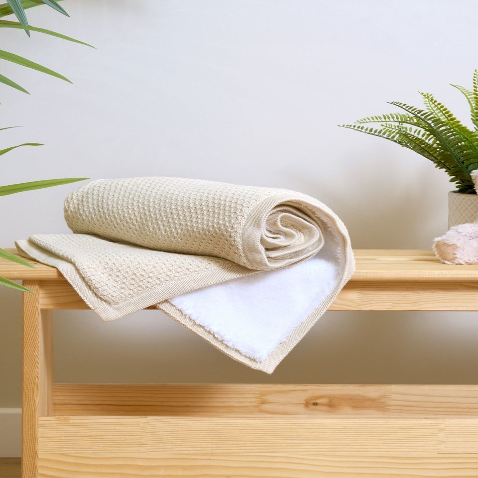 Clair de Lune Organic Cream Knit Sherpa Blanket