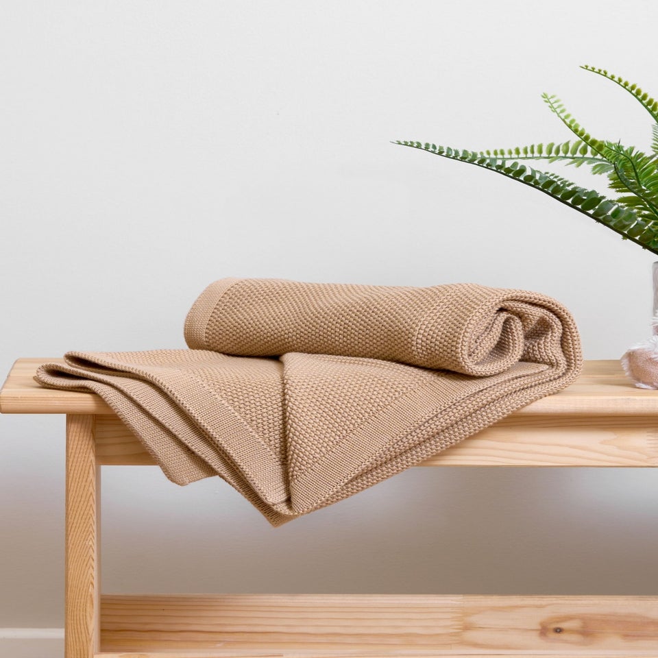 Clair de Lune Organic Biscuit Knitted Blanket