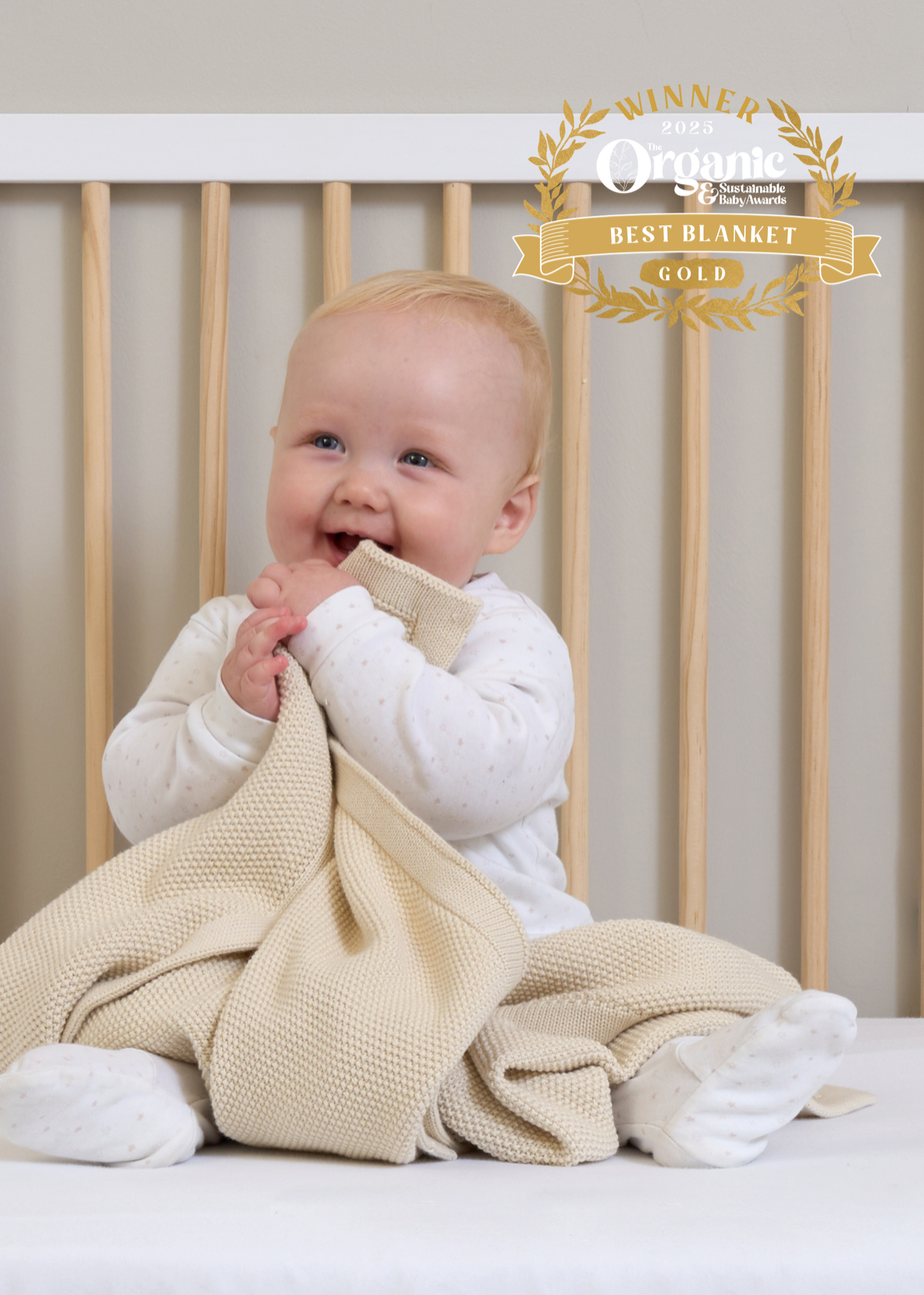 Clair de Lune Organic Cream Knitted Blanket