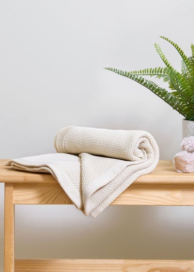 Clair de Lune Organic Cream Knitted Blanket