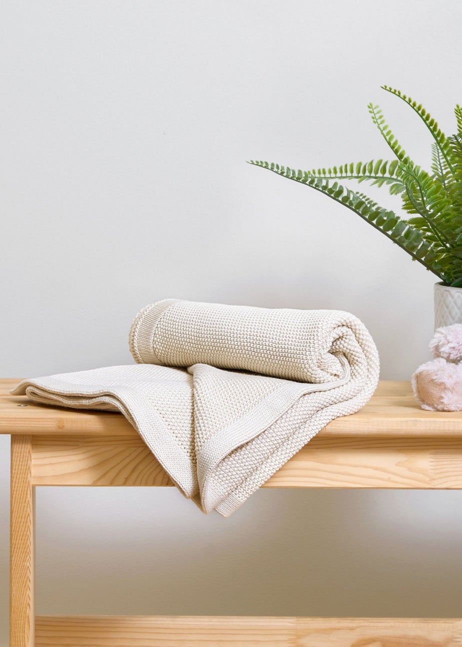 Clair de Lune Organic Cream Knitted Blanket