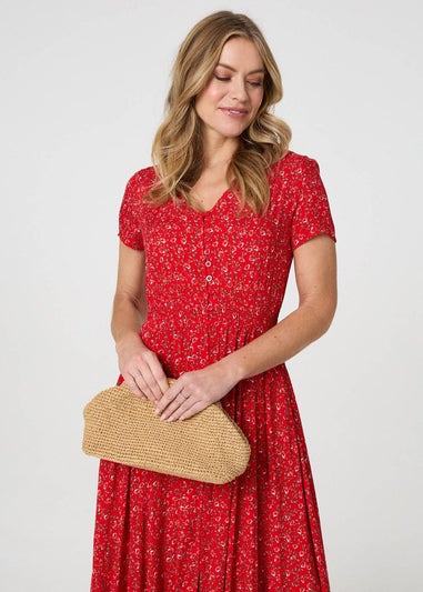 Izabel London Red Ditsy Floral A-Line Maxi Dress