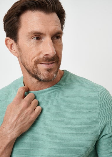 Threadbare Soft Green Textured Knitted T-Shirt