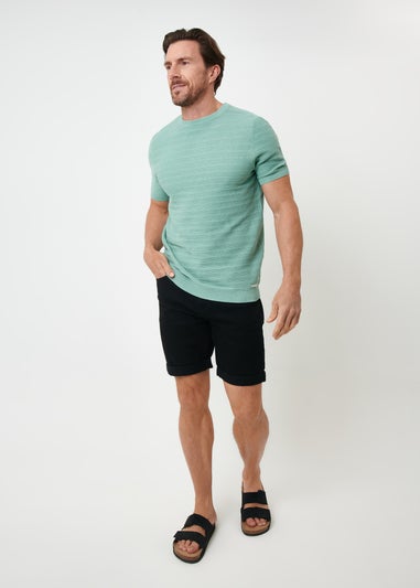 Threadbare Soft Green Textured Knitted T-Shirt