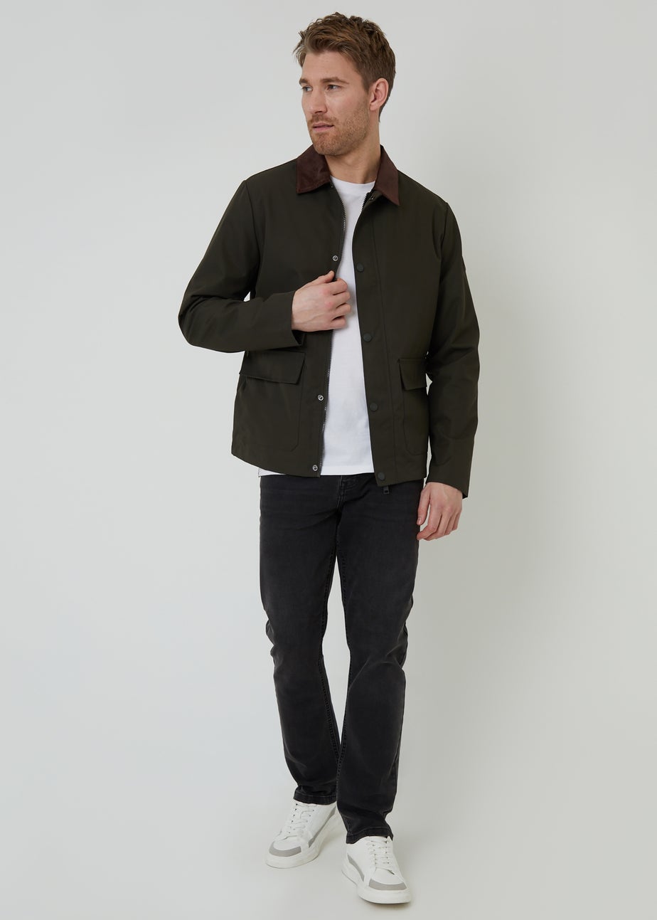 Threadbare Khaki Showerproof Collared Lightweight Jacket