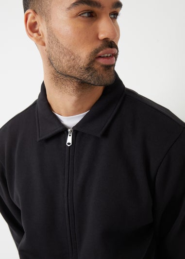 Threadbare Black Full Zip Collared Sweatshirt