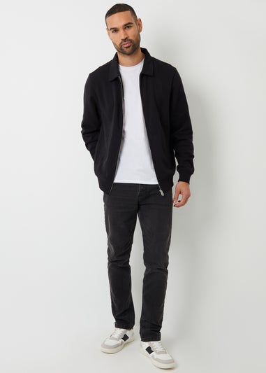 Threadbare Black Full Zip Collared Sweatshirt