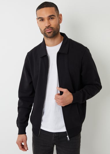 Threadbare Black Full Zip Collared Sweatshirt