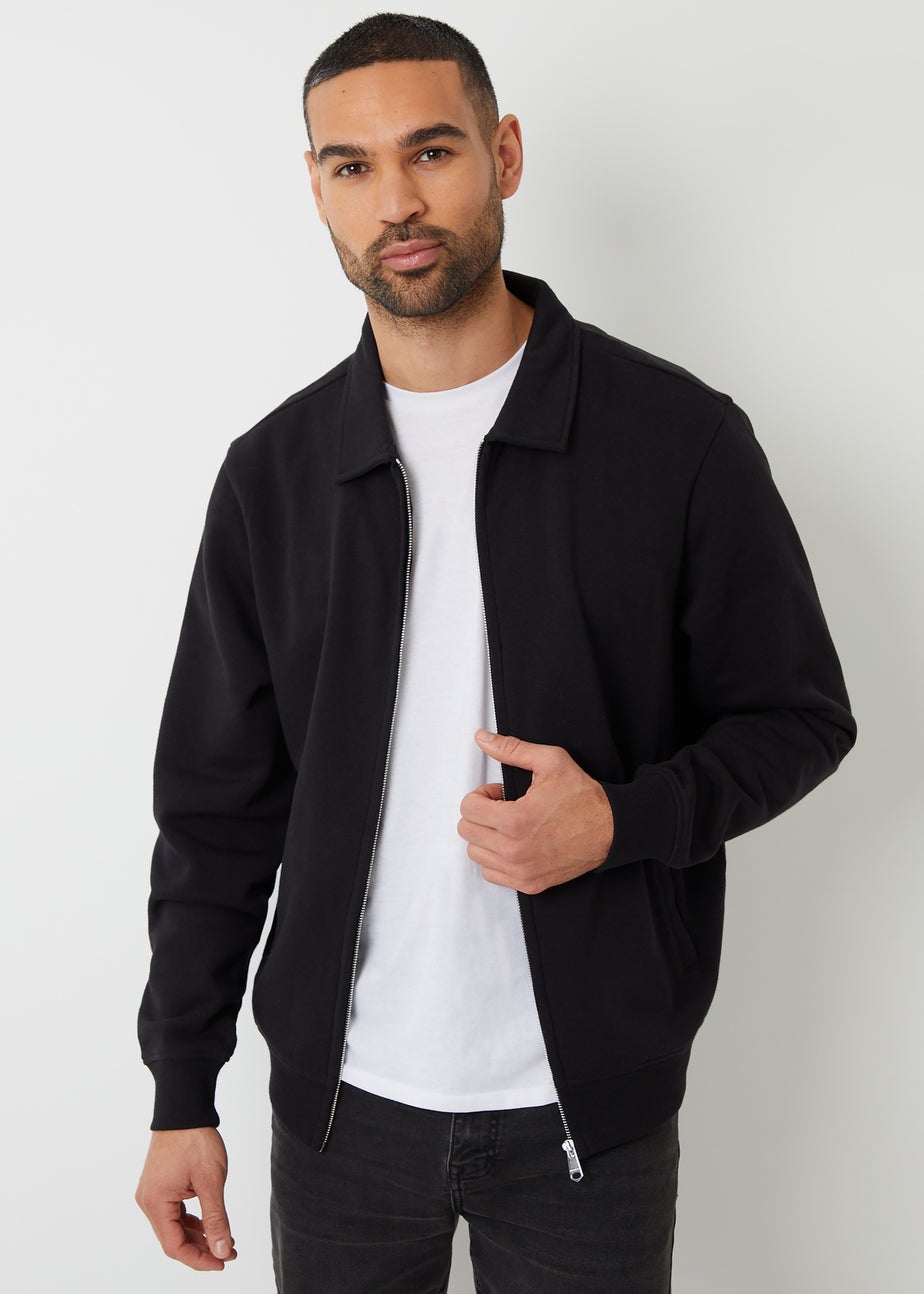 Threadbare Black Full Zip Collared Sweatshirt