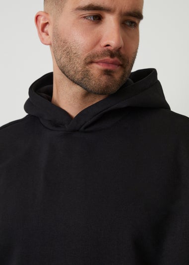 Threadbare Black Relaxed Fit Pullover Hoodie
