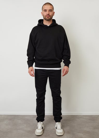 Threadbare Black Relaxed Fit Pullover Hoodie