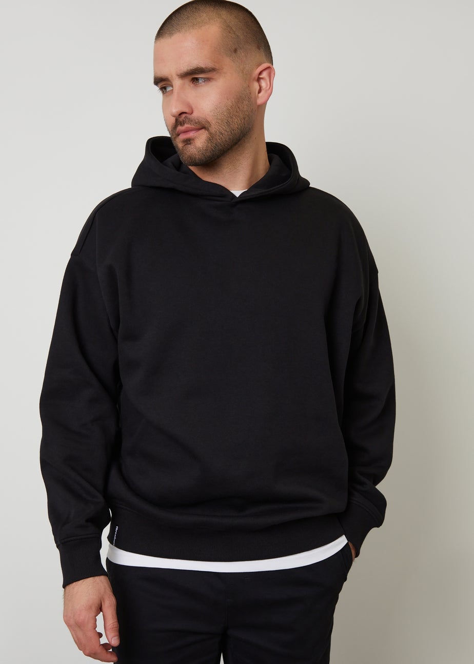 Threadbare Black Relaxed Fit Pullover Hoodie