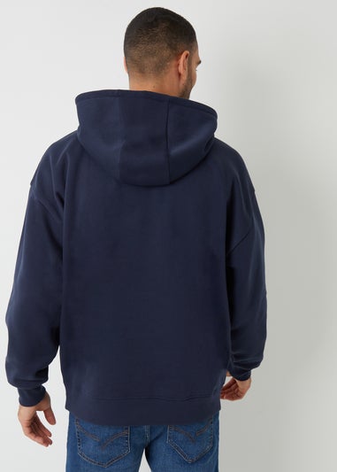 Threadbare Navy Relaxed Fit Pullover Hoodie