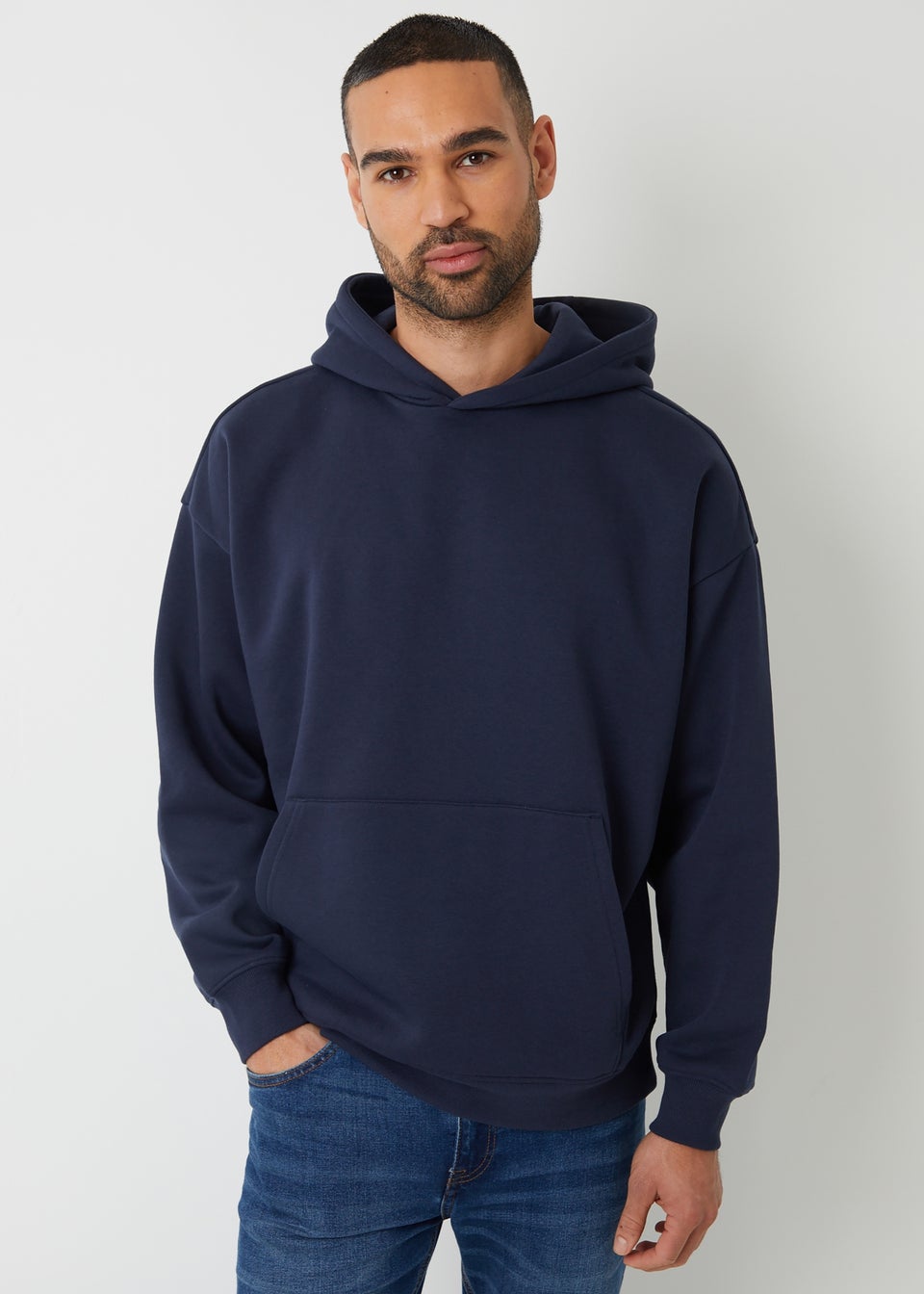 Threadbare Navy Relaxed Fit Pullover Hoodie