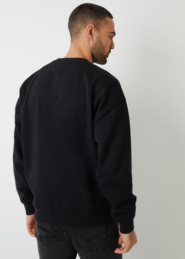 Threadbare Black Relaxed Fit Crew Neck Sweatshirt