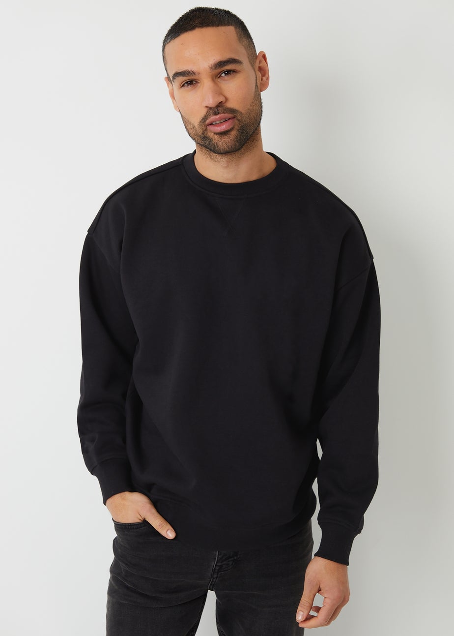 Threadbare Black Relaxed Fit Crew Neck Sweatshirt