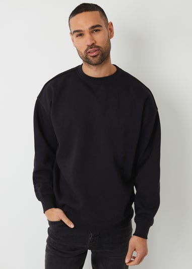 Threadbare Black Relaxed Fit Crew Neck Sweatshirt