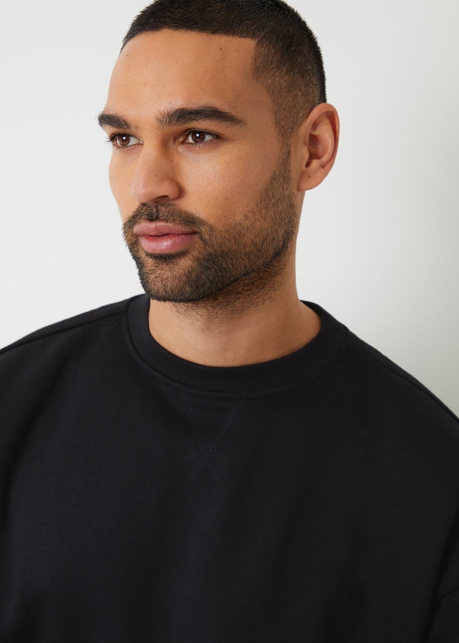 Threadbare Black Relaxed Fit Crew Neck Sweatshirt