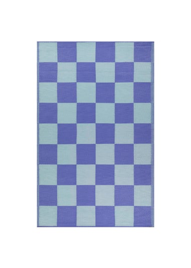 furn. Blue Checkerboard Outdoor Rug