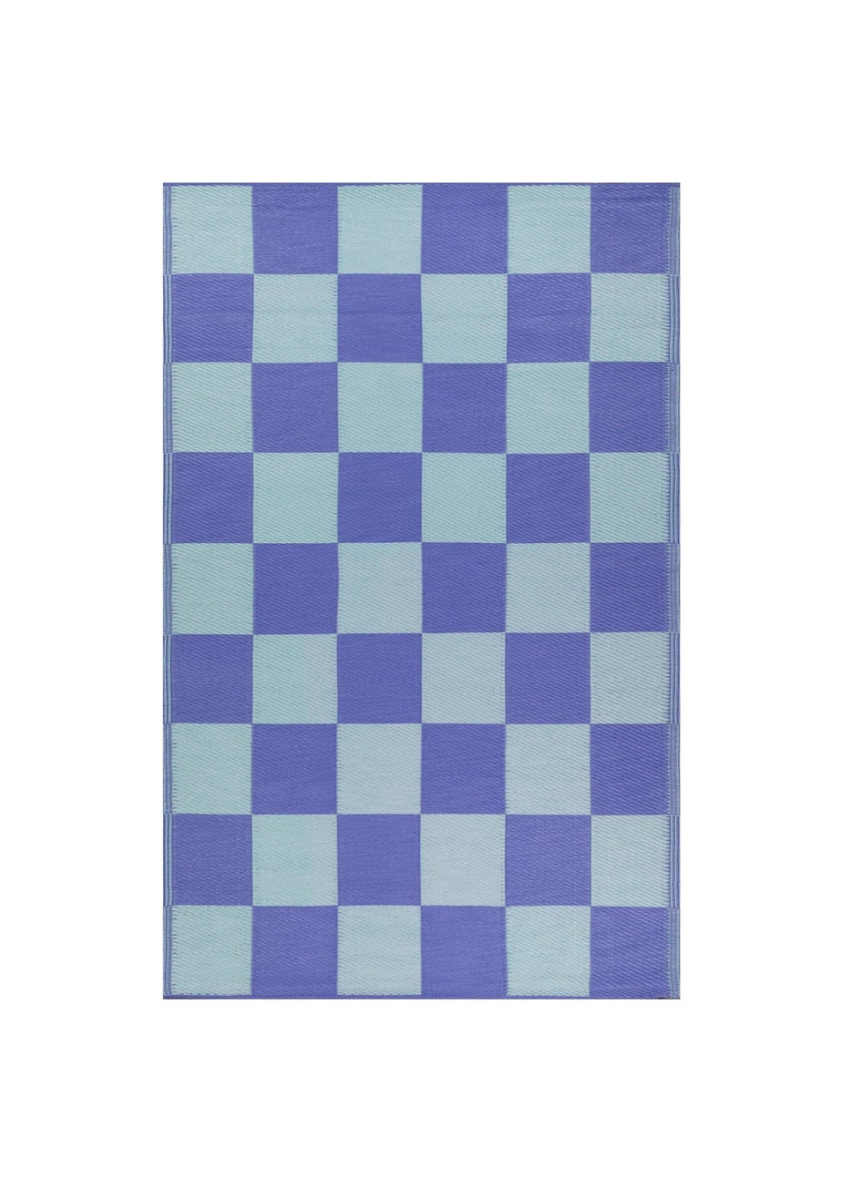 furn. Blue Checkerboard Outdoor Rug