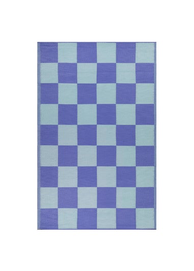 furn. Blue Checkerboard Outdoor Rug