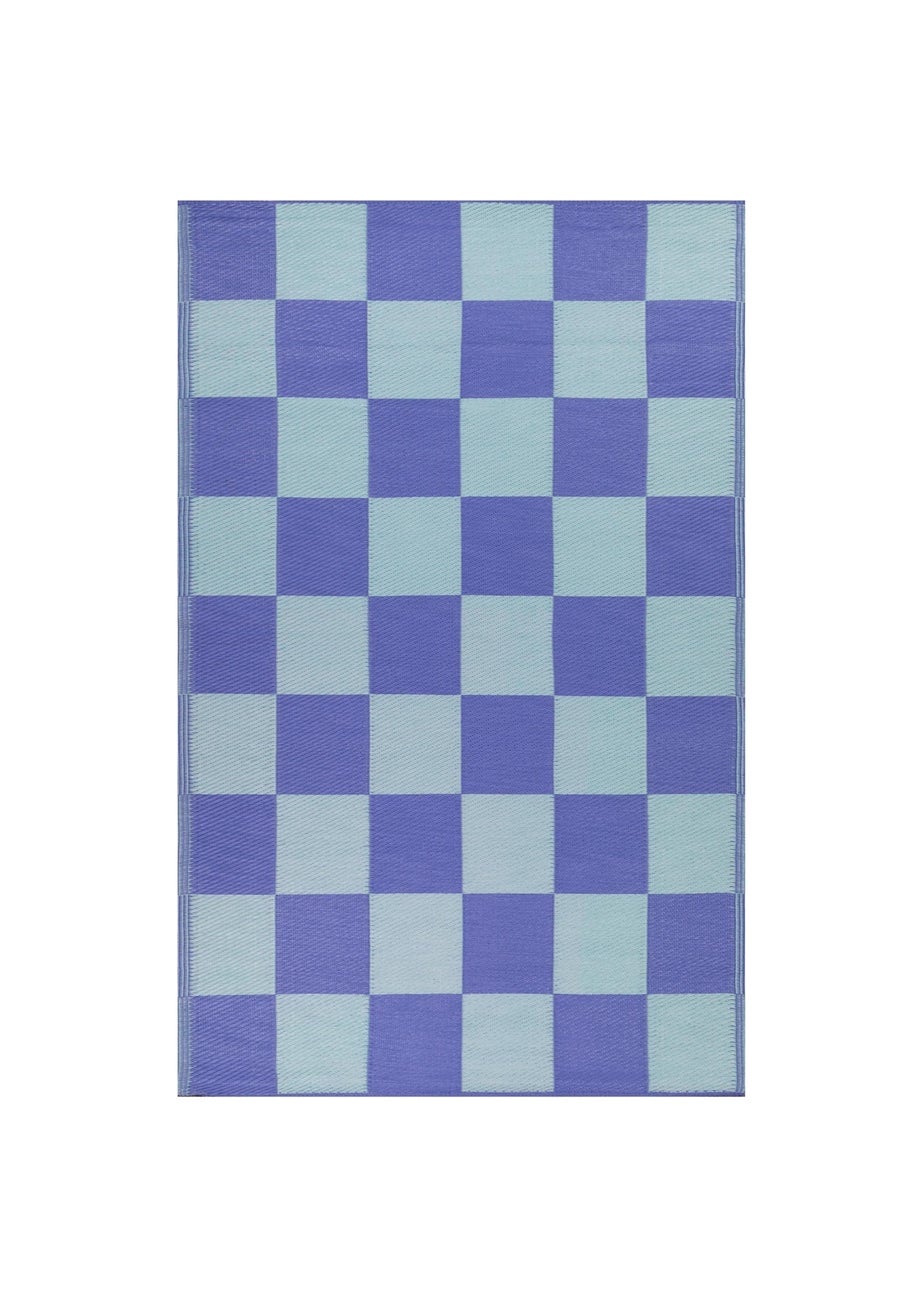 furn. Blue Checkerboard Outdoor Rug