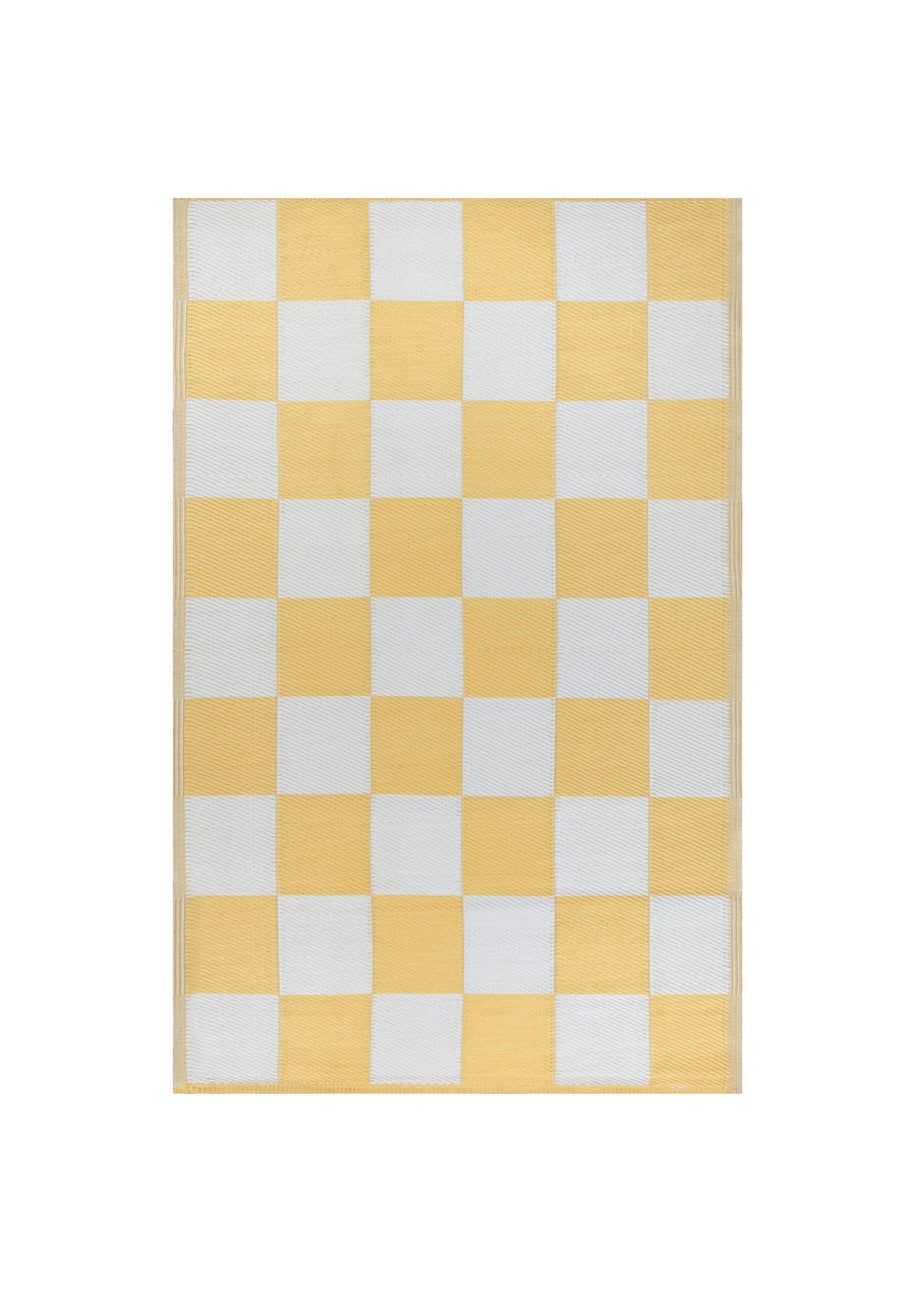 furn. Yellow Checkerboard Outdoor Rug