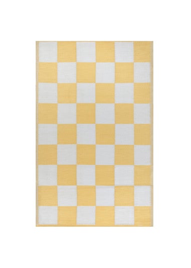 furn. Yellow Checkerboard Outdoor Rug