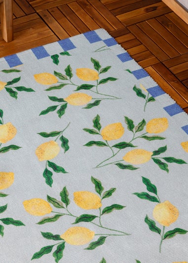 furn. Blue Lemons Printed Indoor/Outdoor Rug
