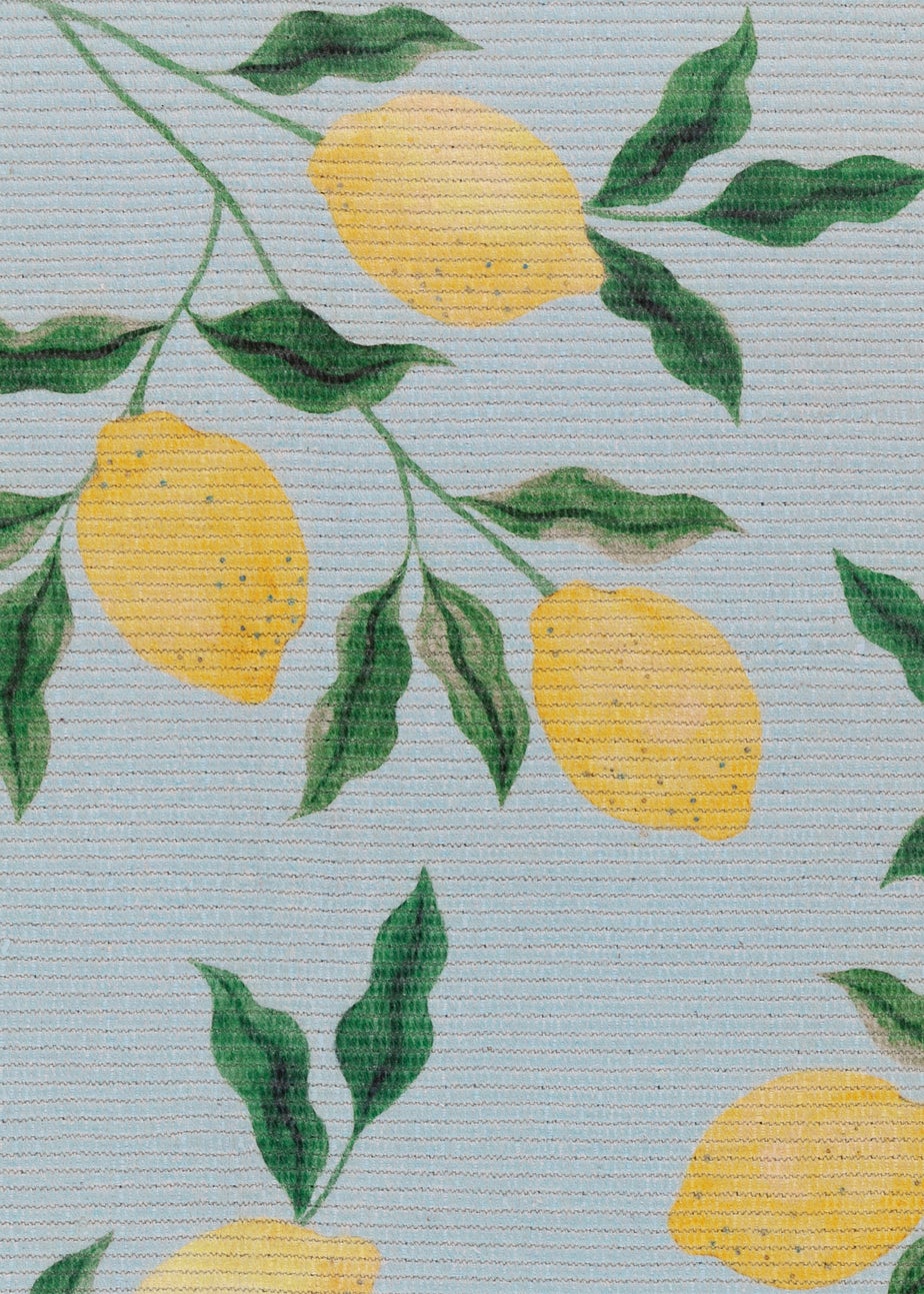 furn. Blue Lemons Printed Indoor/Outdoor Rug
