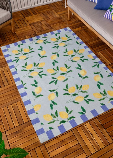 furn. Blue Lemons Printed Indoor/Outdoor Rug