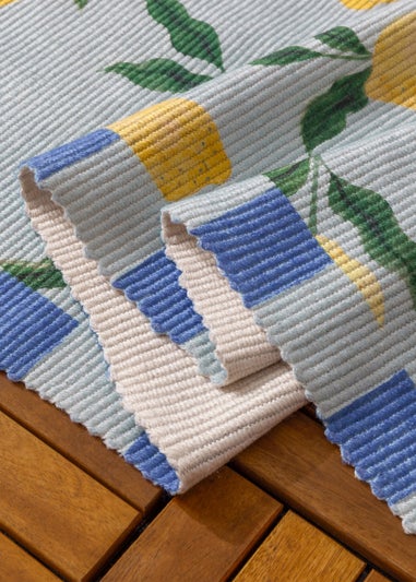 furn. Blue Lemons Printed Indoor/Outdoor Rug