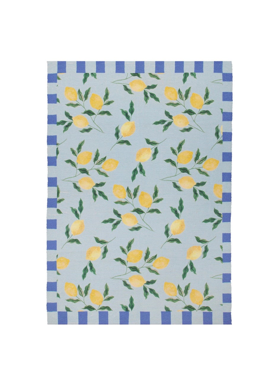 furn. Blue Lemons Printed Indoor/Outdoor Rug