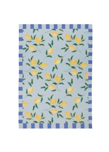 furn. Blue Lemons Printed Indoor/Outdoor Rug