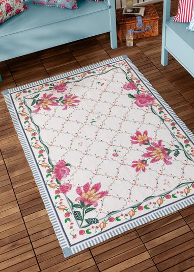 Wylder Nature Red Claudia Floral Printed Indoor/Outdoor Rug