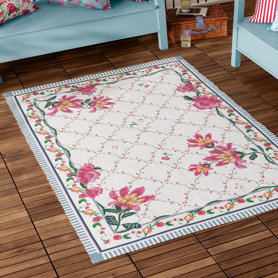 Wylder Nature Red Claudia Floral Printed Indoor/Outdoor Rug