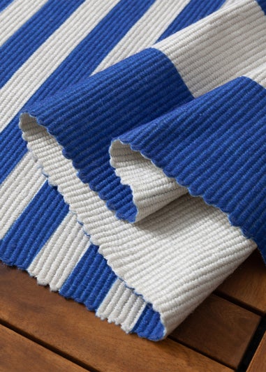 furn. Navy/White Deck Stripe Printed Indoor/Outdoor Rug