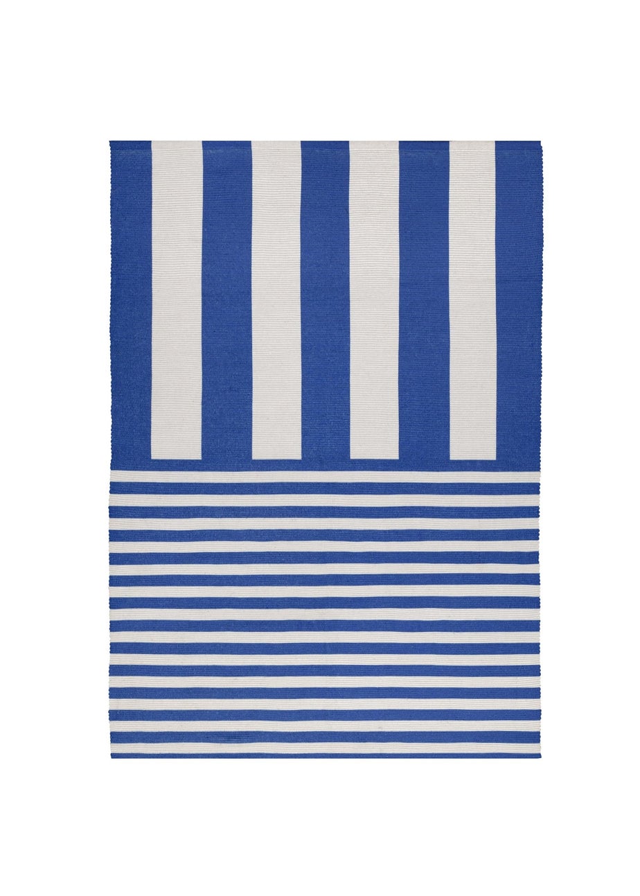furn. Navy/White Deck Stripe Printed Indoor/Outdoor Rug