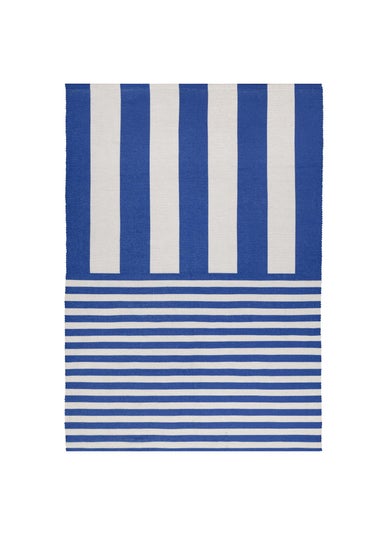 furn. Navy/White Deck Stripe Printed Indoor/Outdoor Rug