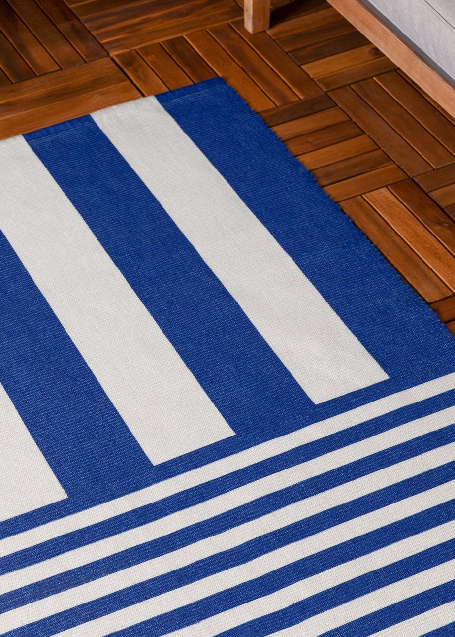 furn. Navy/White Deck Stripe Printed Indoor/Outdoor Rug