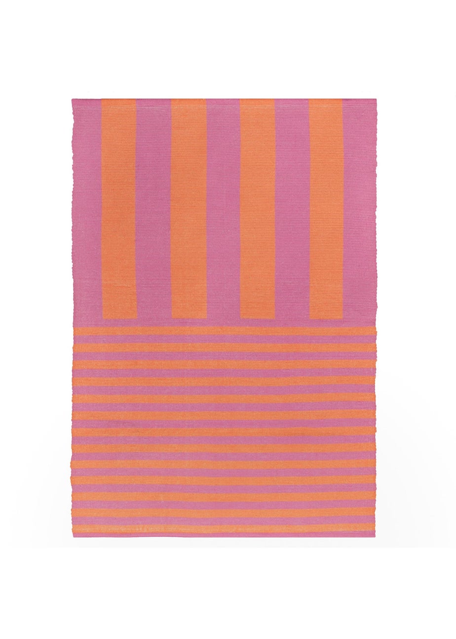 furn. Pink Deck Stripe Printed Indoor/Outdoor Rug