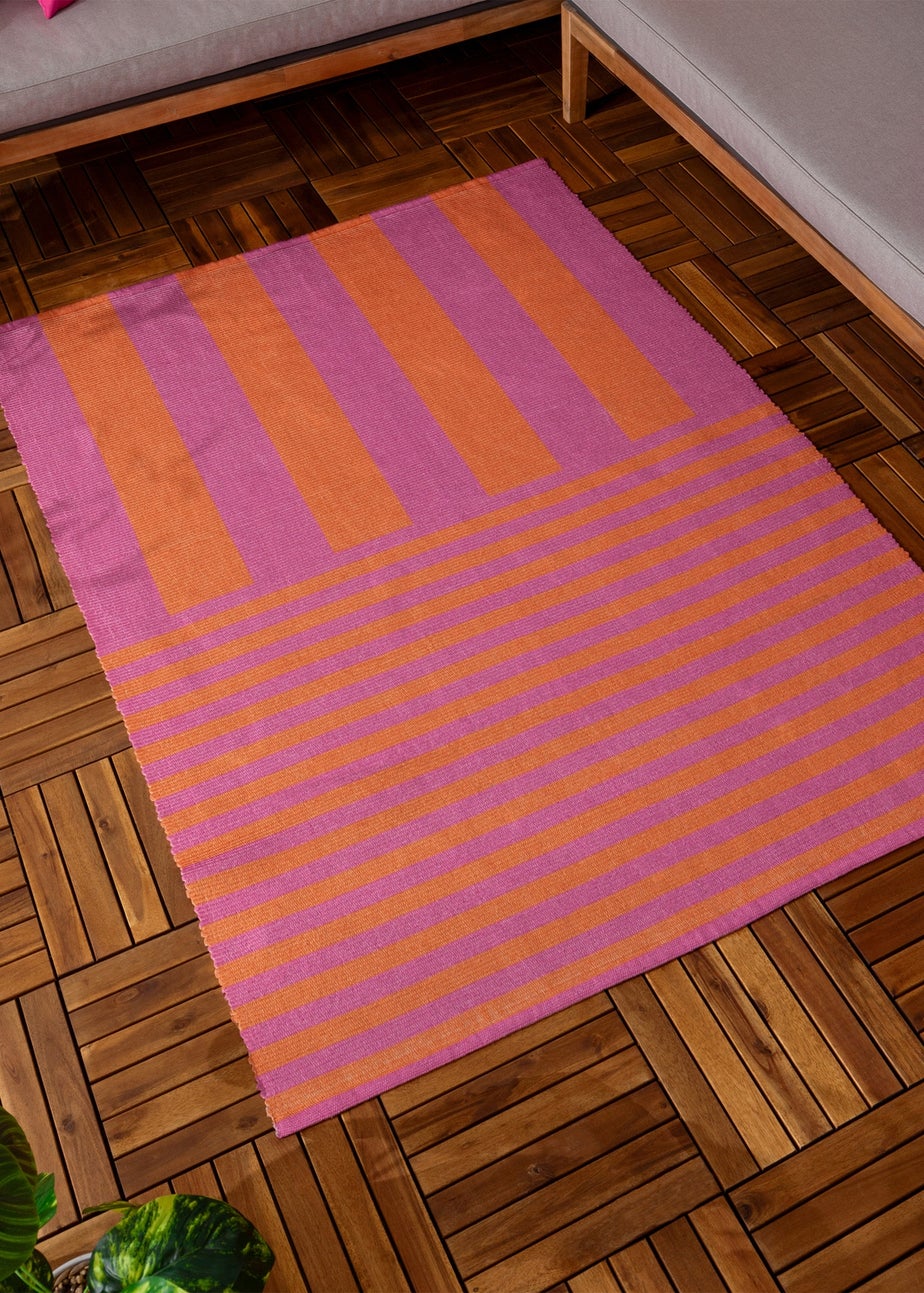 furn. Pink Deck Stripe Printed Indoor/Outdoor Rug