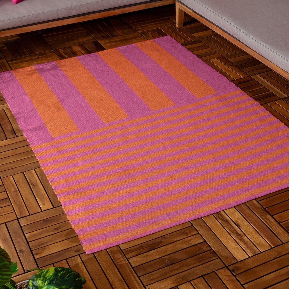 furn. Pink Deck Stripe Printed Indoor/Outdoor Rug