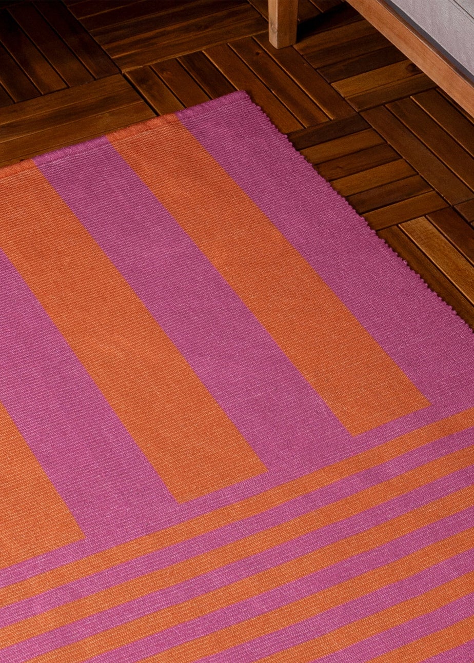 furn. Pink Deck Stripe Printed Indoor/Outdoor Rug